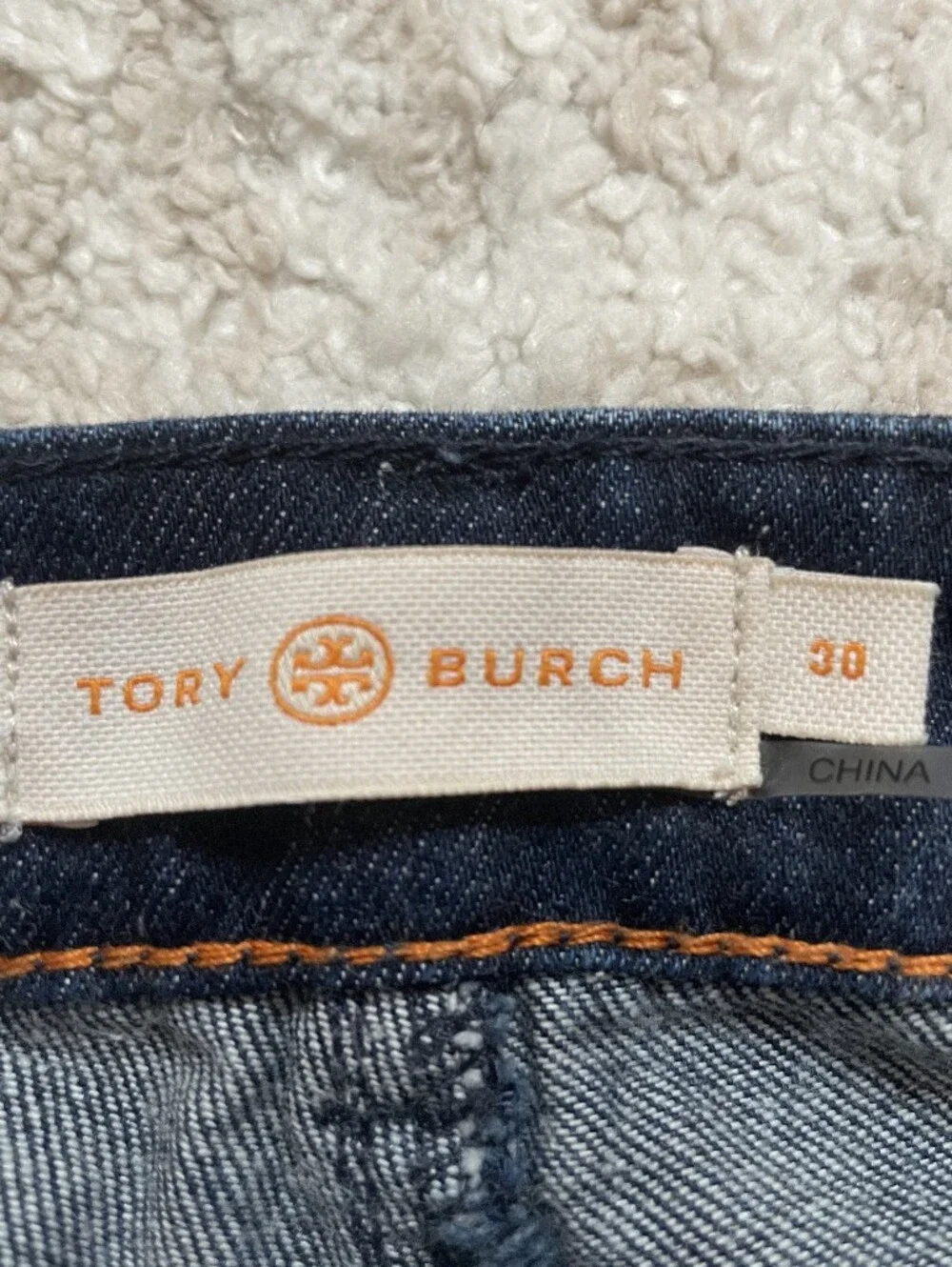 Tory Burch 100% Cotton Dark Indigo Wide-Leg Jeans Size 30